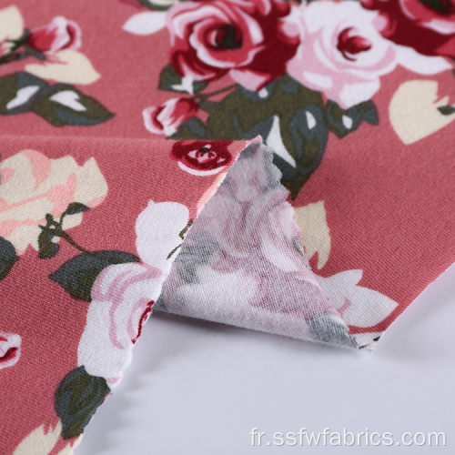 Tissu imprimé personnalisé tricoté en coton doux Spandex